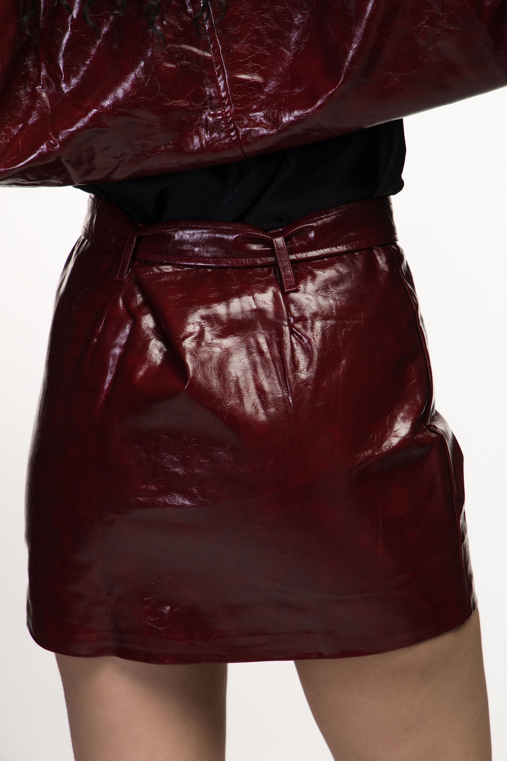 Crackled Patent Faux Leather Mini Skirt