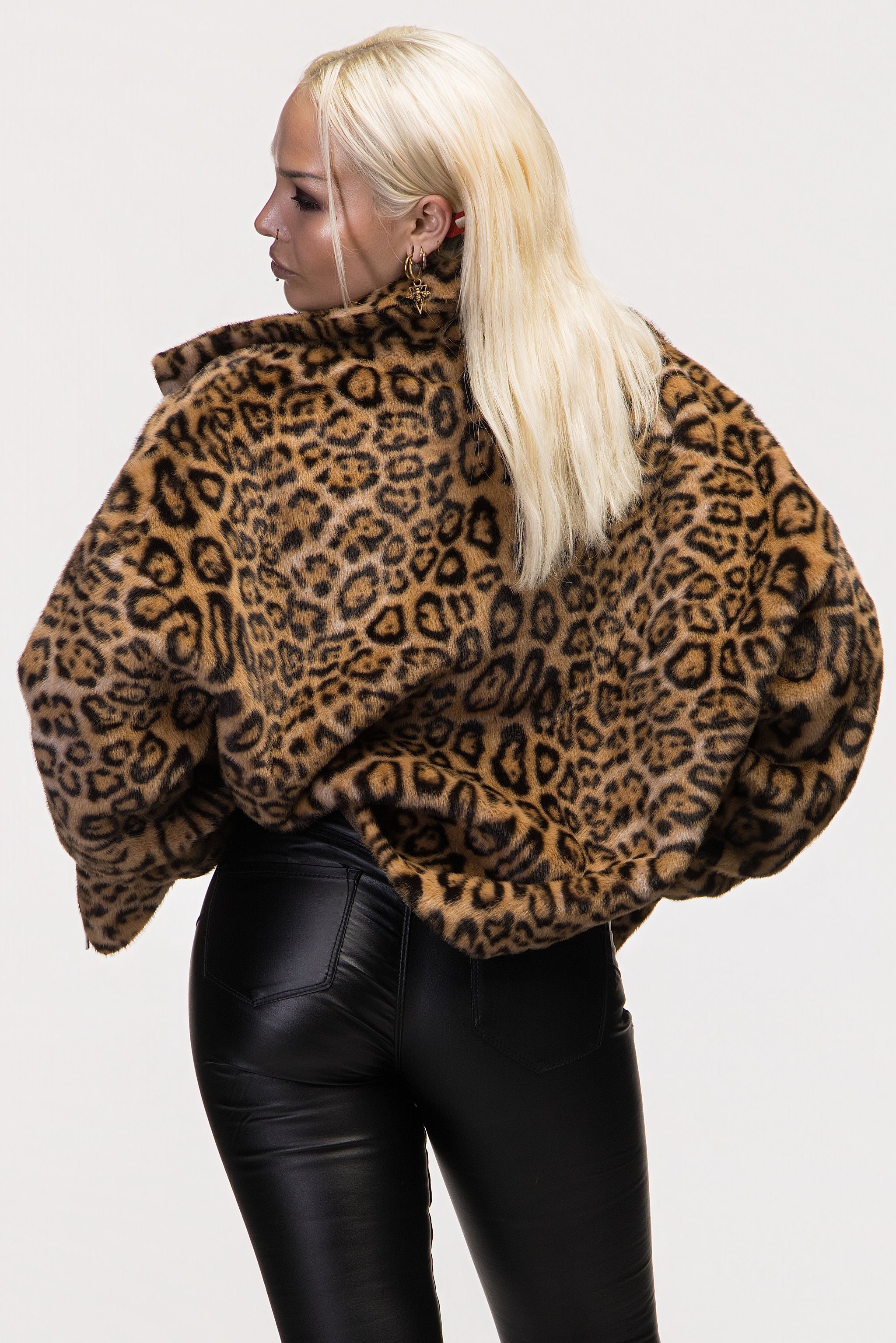 Margot Leopard Print Faux Fur Zip-Up Jacket
