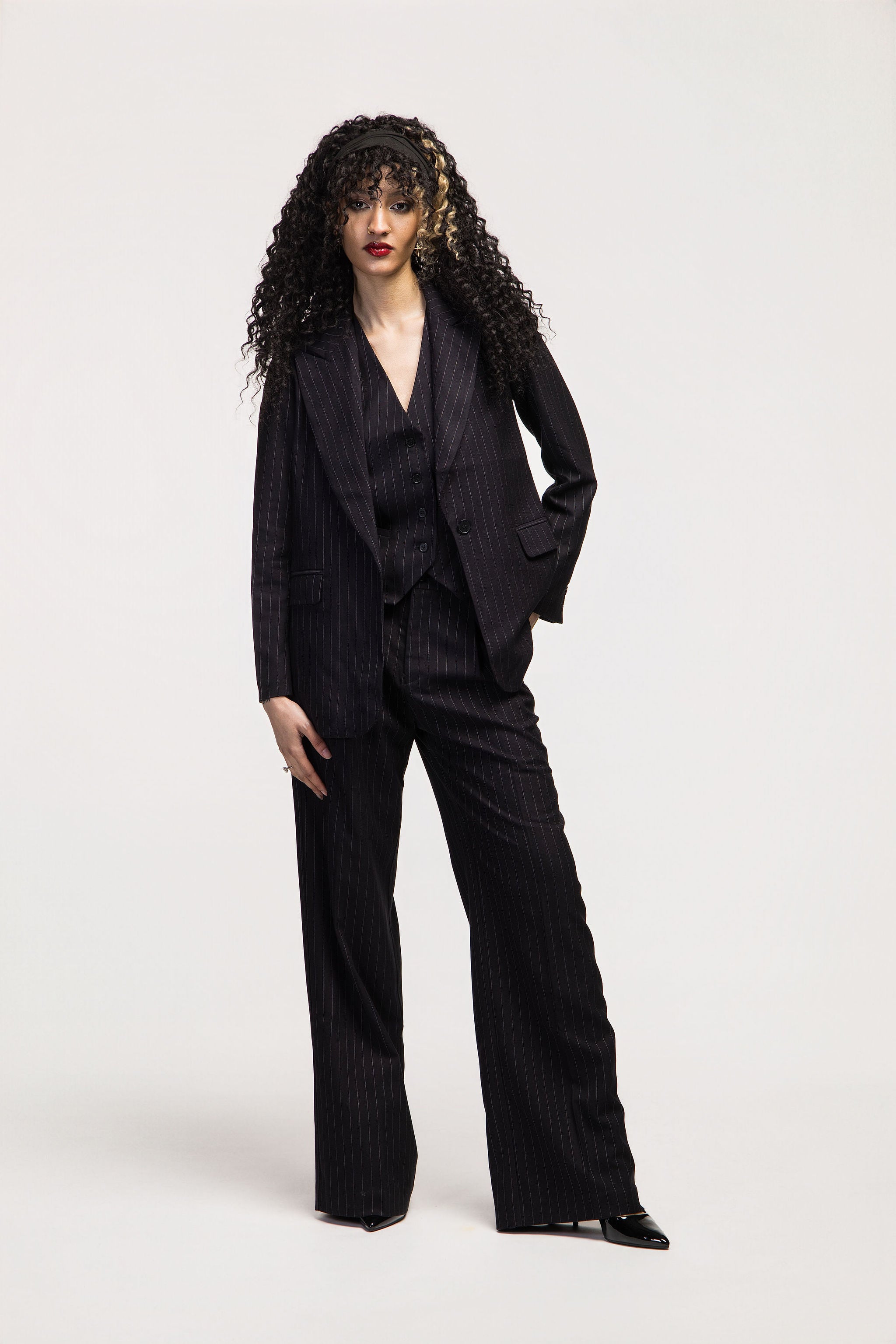 Black Pinstripe Suit Jacket