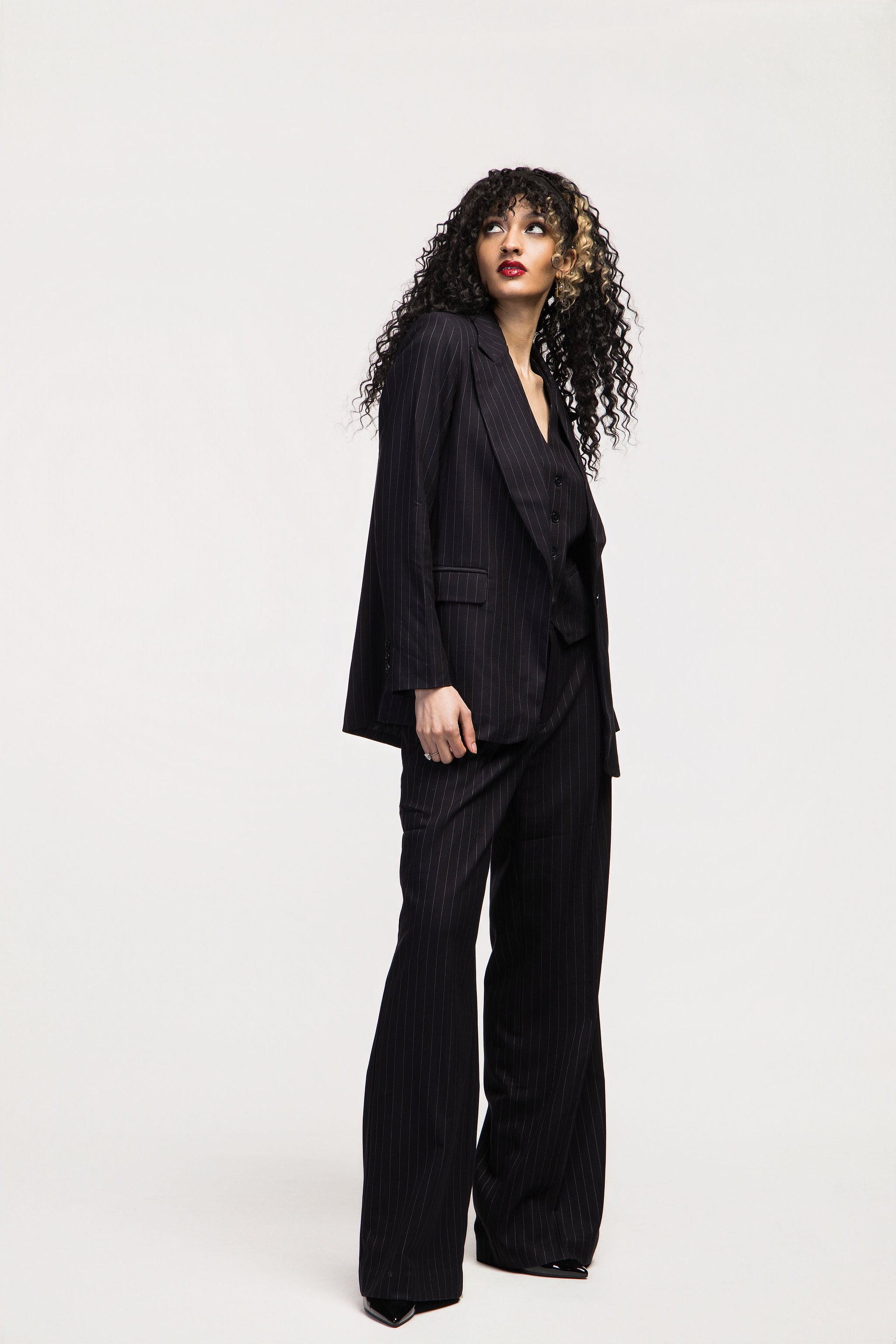 Black Pinstripe Suit Trousers