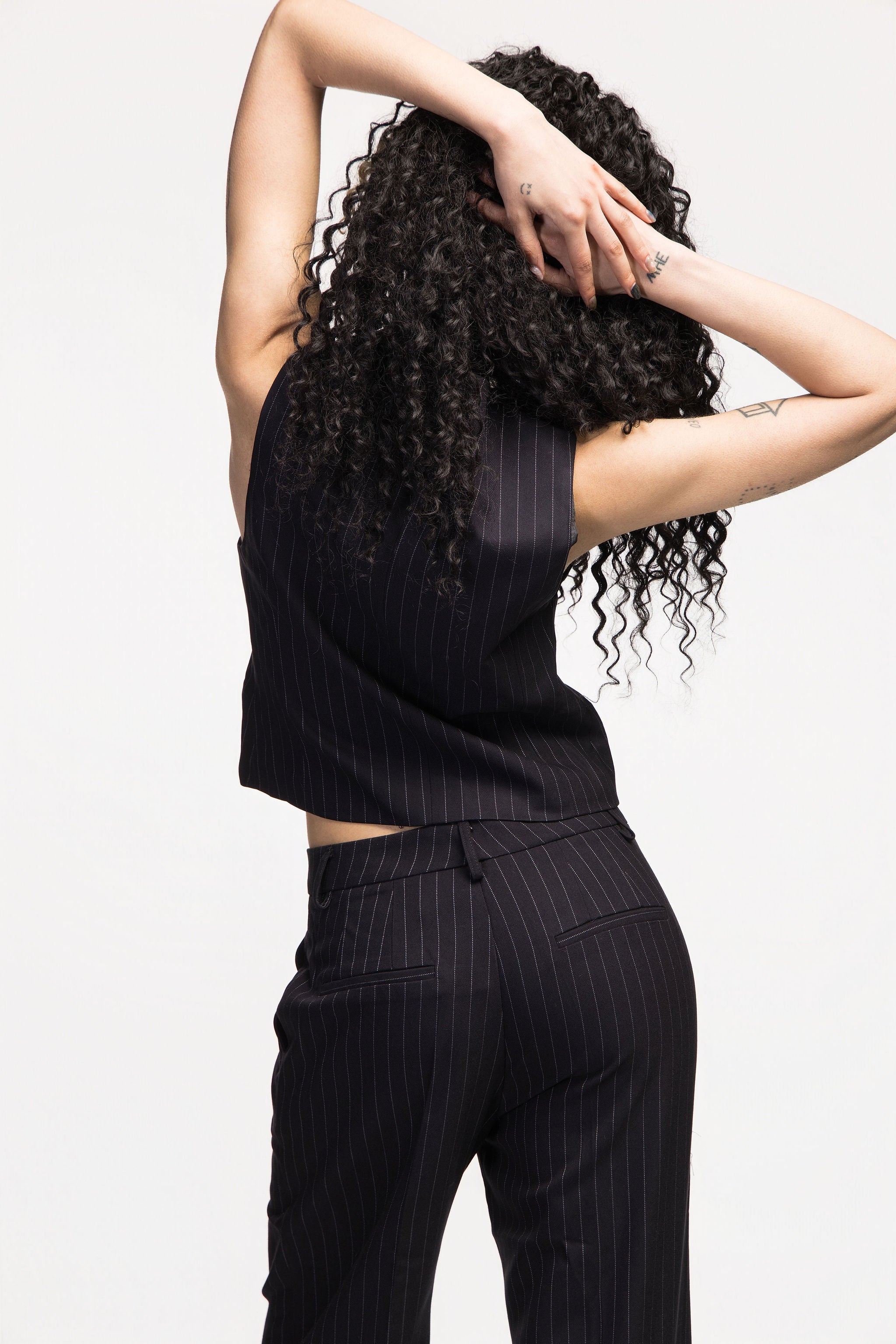 Black Pinstripe Suit Trousers