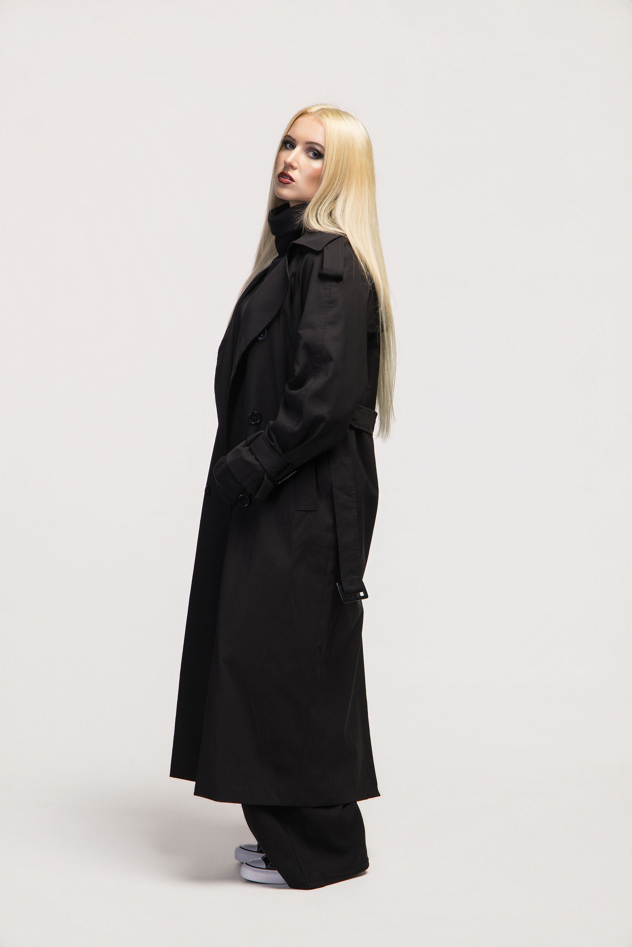 Extra Long Oversized Cotton Trench Coat with Belt