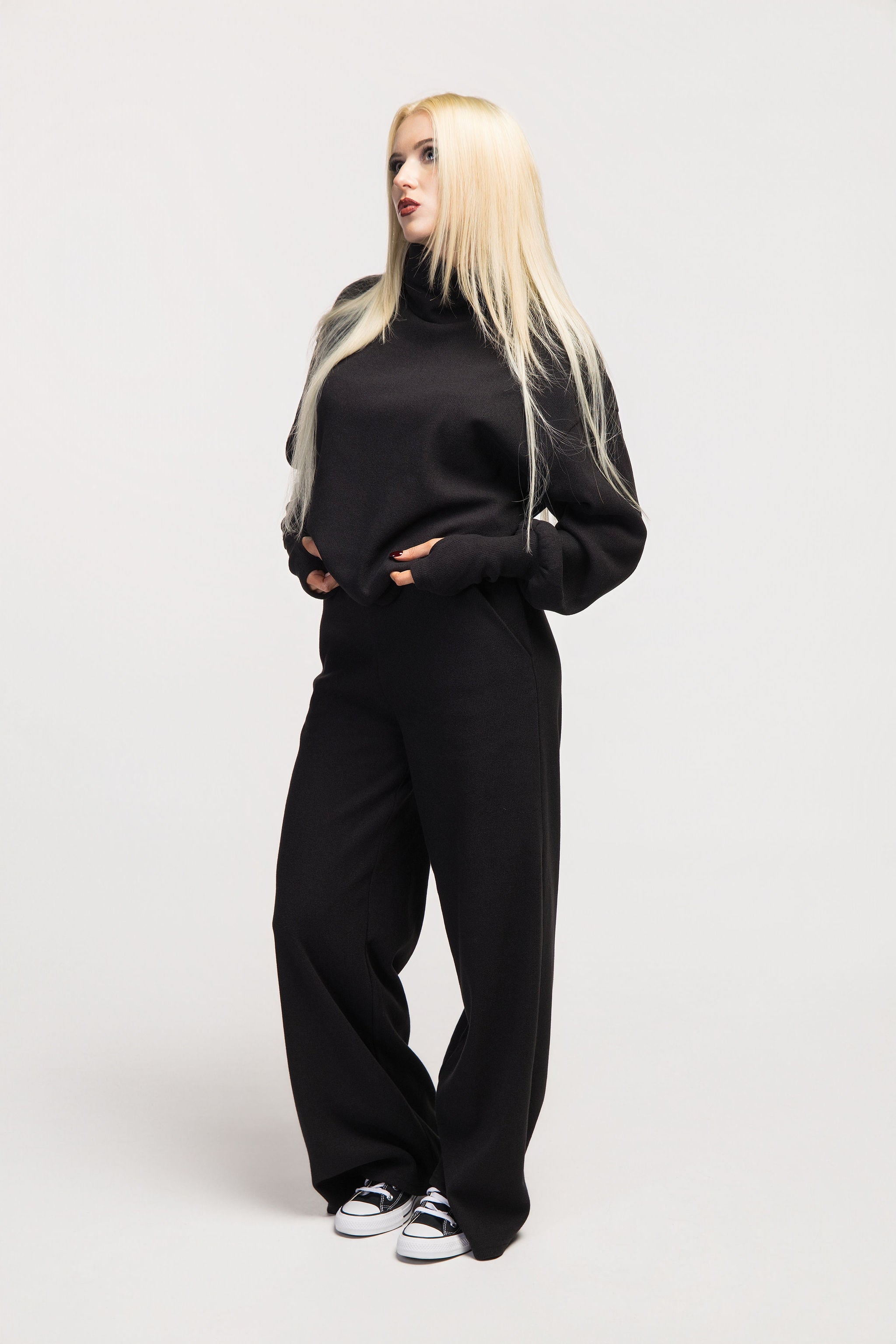 Black Knit Angora Co-ord Set
