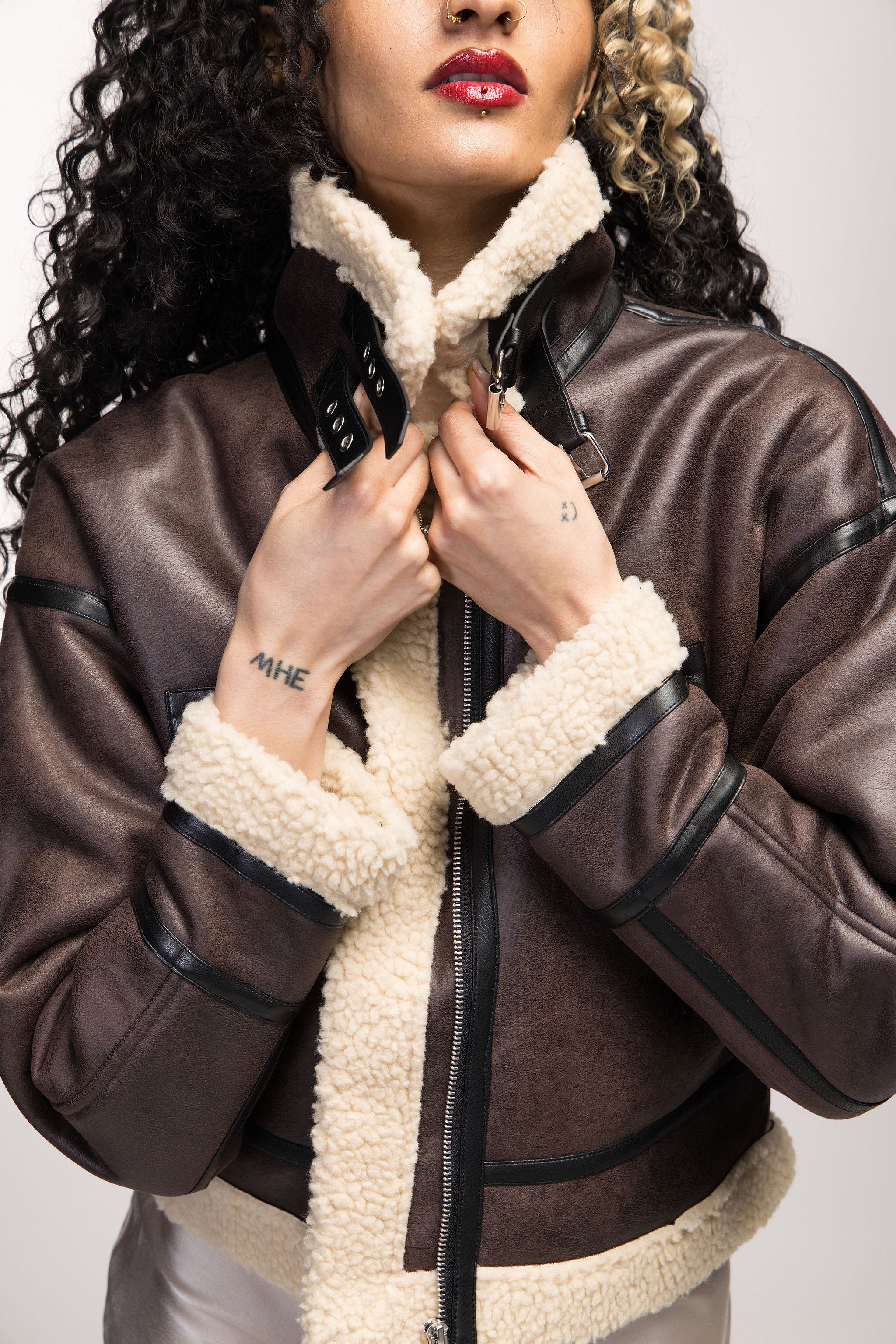 Brown Double Face Shearling Coat