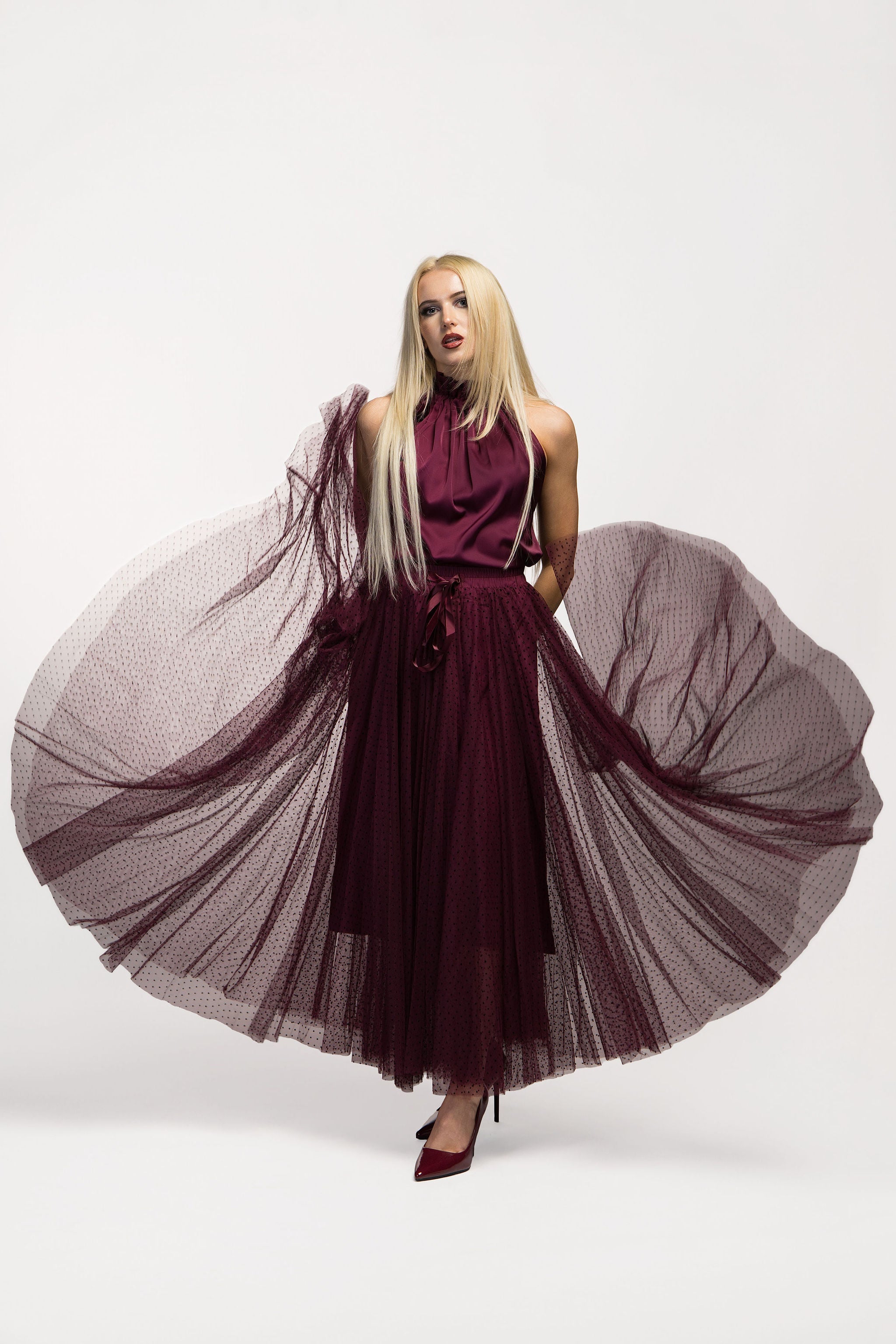 Aria Plumetis Tulle Maxi Skirt