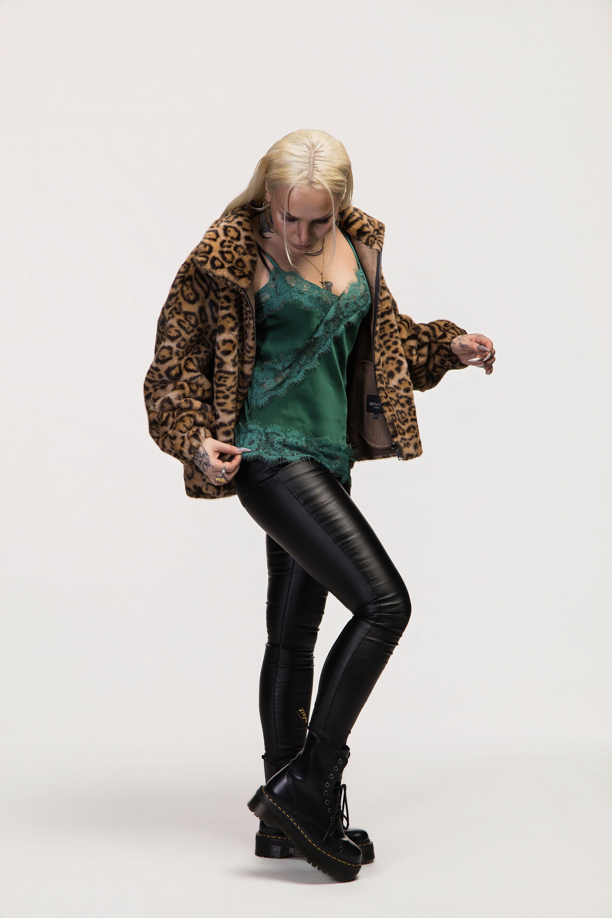 Black Faux Leather Coated Skinny Trousers