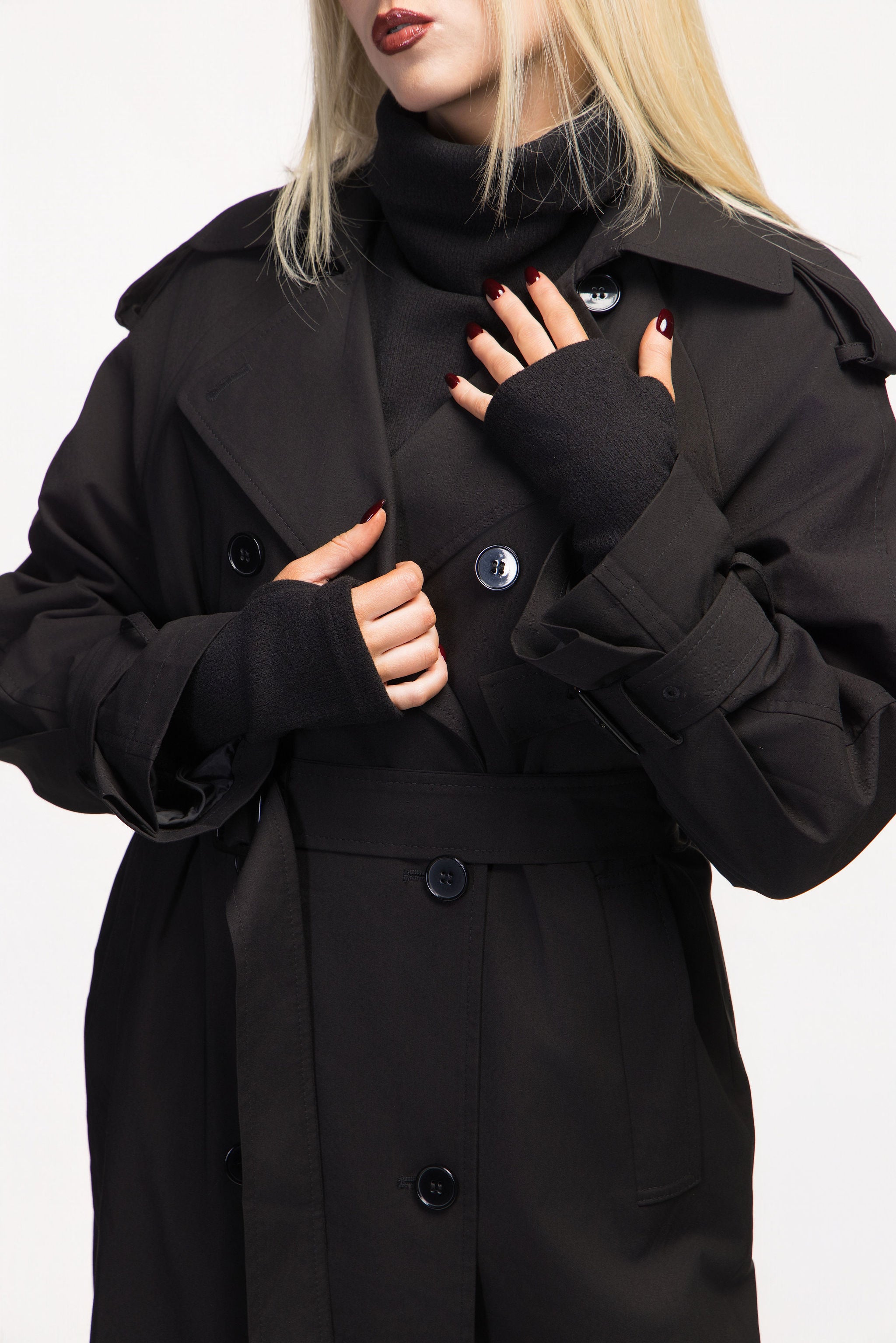 Extra Long Oversized Cotton Trench Coat with Belt