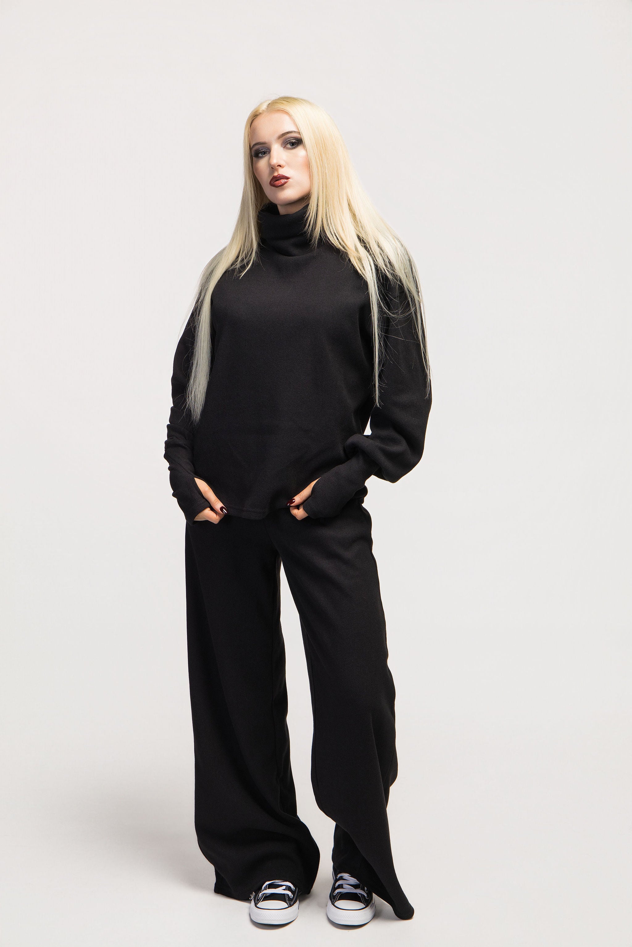 Black Knit Angora Co-ord Set
