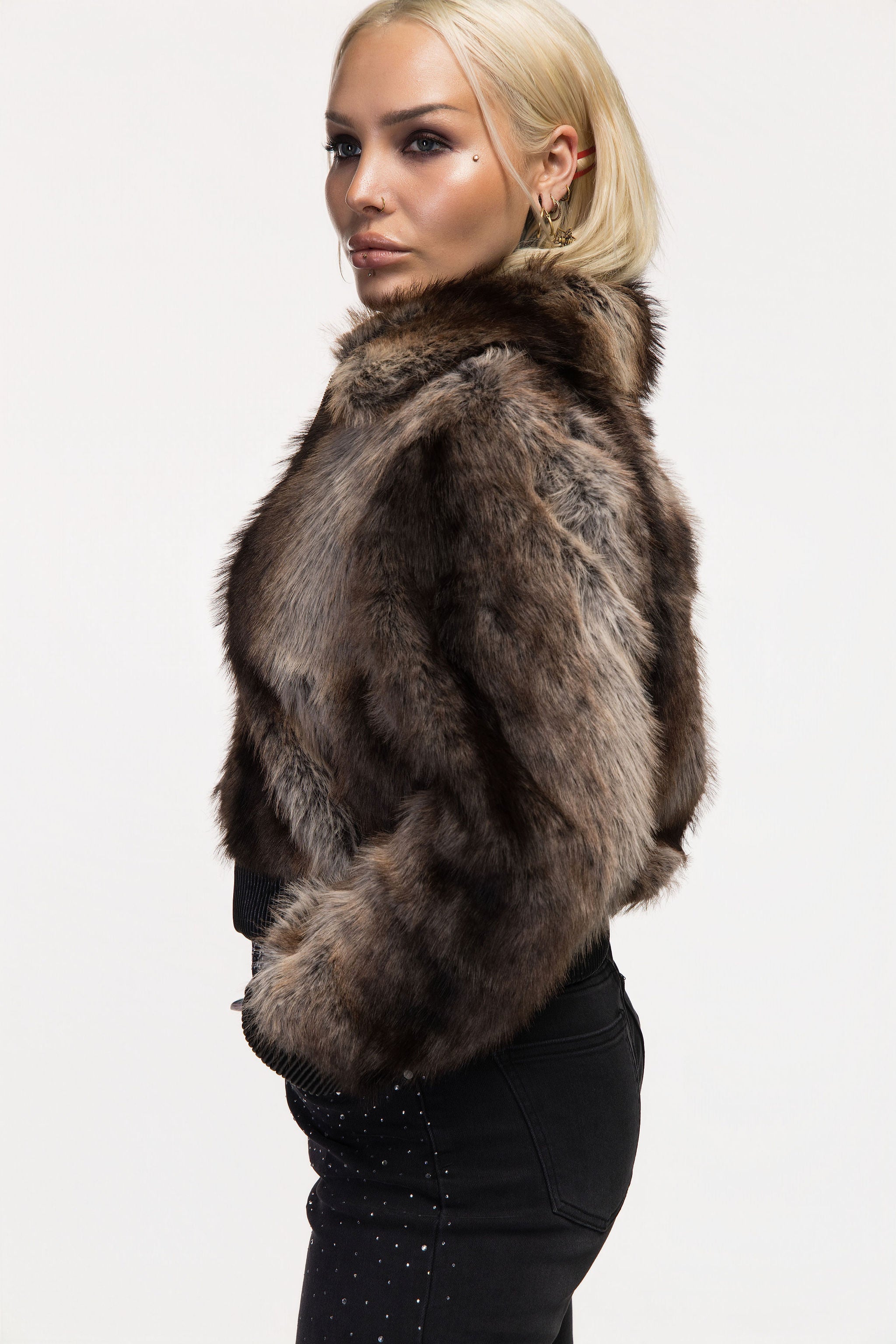 Plush Faux Fur Coat with Zip